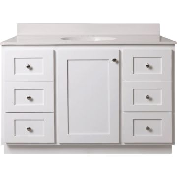 Bertch Storage Solutions 48 In. W x 34-1/2 In. H x 21 In. Deep White Vanity Base without Top, 3 Door/2 Drawer