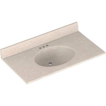Bertch Oasis 37 In. x 22 In. Cast Polymer Tiramisu Vanity Top with Oval Bowl