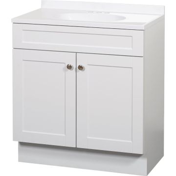 Zenith Zenna Home White 30 In. W x 35 In. H x 18 In. D Shaker Vanity with White Cultured Marble Top