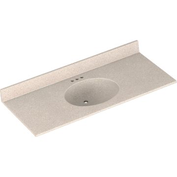 Bertch Oasis 49 In. x 22 In. Cast Polymer Tiramisu Vanity Top with Oval Bowl