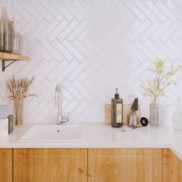 Emser Raku 3 In. x 12 In. Glossy White Ceramic Wall Tile with Hand Glazed Inverted Visual (6.29 Sq. Ft./Case)