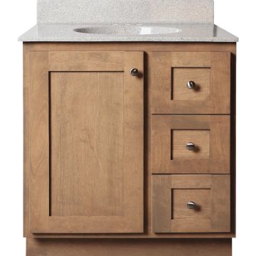 Bertch Storage Solutions 30 In. x 34-1/2 In. H x 21 In. D Driftwood Vanity Base without Top, 2 Door/1 Drawer