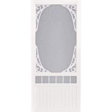 Screen Tight Springview 32 In. W x 80 In. H x 1 In. Thick White Vinyl Screen Door