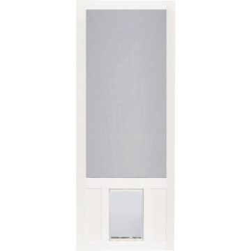 Screen Tight Chesapeake 36 In. W x 80 In. H x 1 In. Thick White Vinyl Screen Door w/XL Pet Door