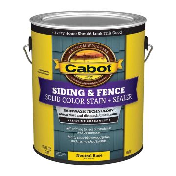Cabot Solid Color Acrylic Siding & Fence Stain + Sealer, 0807 Deep Base, 1 Gal.