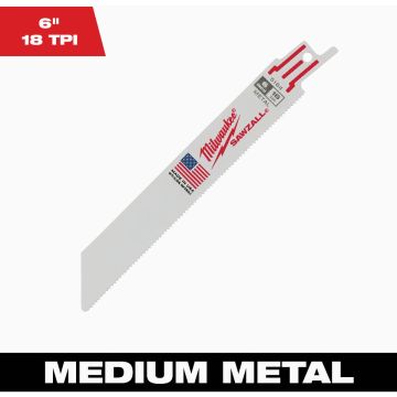 Milwaukee SAWZALL 6 In. 18 TPI Metal Reciprocating Saw Blade, Bulk