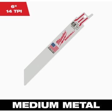 Milwaukee SAWZALL 6 In. 14 TPI Metal Reciprocating Saw Blade, Bulk