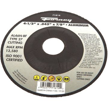 Forney Type 27 4-1/2 In. x 0.045 In. x 7/8 In. Aluminum Cut-Off Wheel