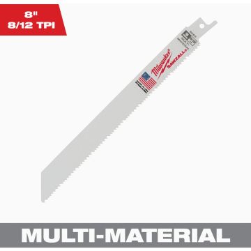 Milwaukee SAWZALL 8 In. 8/12 TPI Multi-Material Reciprocating Saw Blade, Bulk