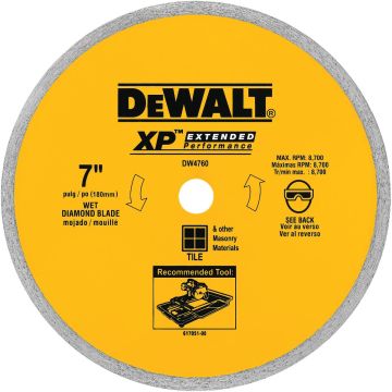 DEWALT Extended Performance 7 In. Continuous Rim Dry/Wet Cut Tile Diamond Blade