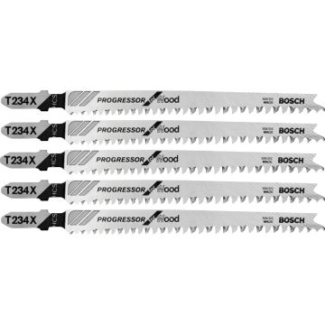 Bosch T-Shank 4-1/2 In. x 8-12 TPI High Carbon Steel Jig Saw Blade, Progressor for Wood (5-Pack)