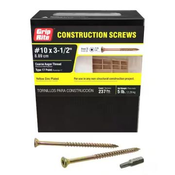 #10 x 3-1/2" Star Drive Dual Flat Head Coarse Construction Screw 5 lb
