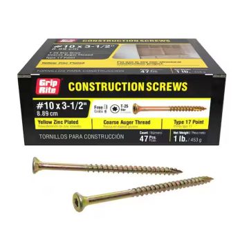 #10 x 3-1/2" Star Drive Dual Flat Head Coarse Construction Screw 1 lb
