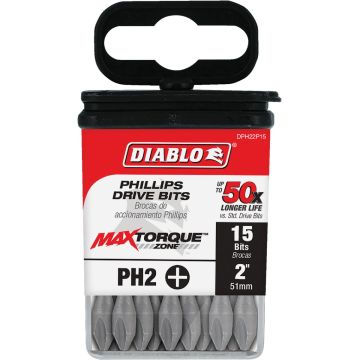 Diablo #2 Phillips 2 In. Power Impact Screwdriver Bit (15-Pack)