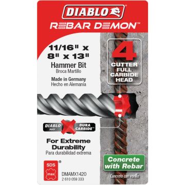 Diablo Rebar Demon 11/16 In. x 8 In. x 13 In. Hammer Drill Bit