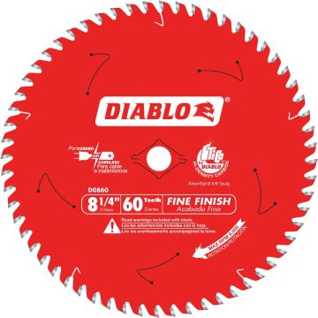 Diablo 8-1/4 In. 60-Tooth Fine Finish Circular Saw Blade