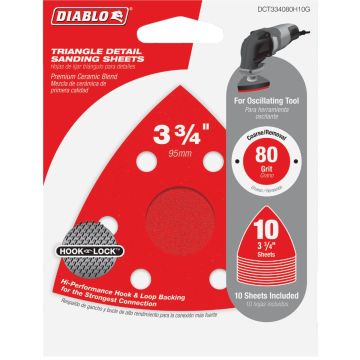 Diablo 80-Grit (Coarse) 3-1/2 In.Oscillating Detail Triangle Sanding Sheets (10-Pack)