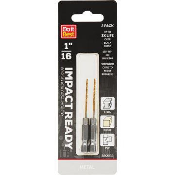 Do it Best 1/16 In. Impact Ready Titanium Hex Shank Drill Bit (2-Pack)