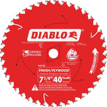 Diablo 7-1/4 In. 40-Tooth Finish Circular Saw Blade