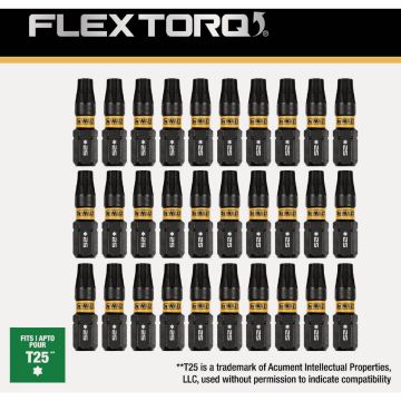 DEWALT FlexTorq 1 In. T25 TORX Impact Screwdriver Bit (30-Pack)
