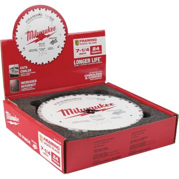 Milwaukee 7-1/4 In. 24-Tooth Framing Worm Drive Circular Saw Blade (10-Pack)