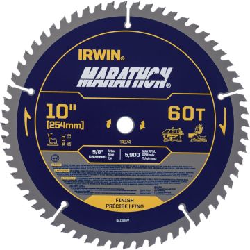 Irwin Marathon 10 In. 60-Tooth Trim/Finish Circular Saw Blade