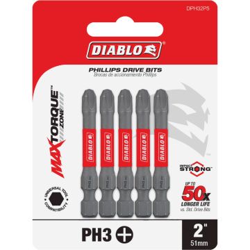 Diablo #3 Phillips 2 In. Power Impact Screwdriver Bit (5-Pack)