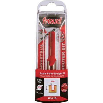 Freud 3/8 In. x 1-1/4 In. Double Flute Eclipse Grind Straight Router Bit