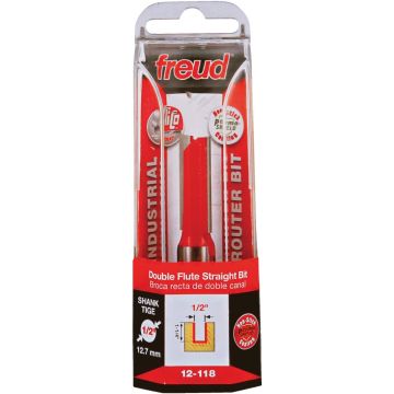Freud 1/2 In. x 1-1/4 In. Double Flute Eclipse Grind Straight Router Bit