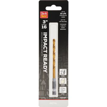 Do it Best 3/16 In. Impact Ready Titanium Hex Shank Drill Bit