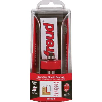Freud 1/2 In. Shank Rabbeting Router Bit Set with Bearings