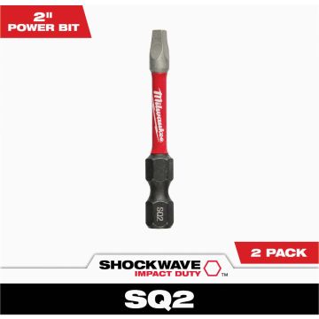 Milwaukee SHOCKWAVE #2 Square 2 In. Impact Duty Screwdriver Bit (2-Pack)