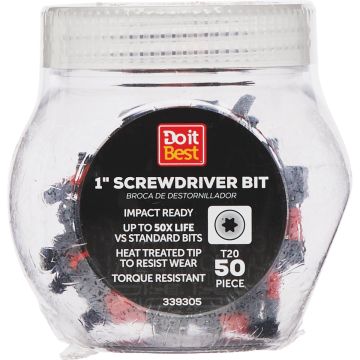 Do it Best 1 In. T20 Torx Impact Ready Screwdriver Bit (50-Pack)