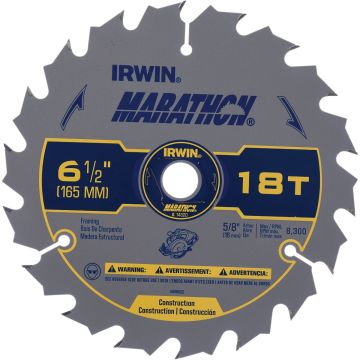 Irwin Marathon 6-1/2 In. 18-Tooth Framing/Ripping Circular Saw Blade