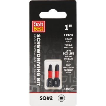 Do it Best 1 In. Square #2 Impact Ready Screwdriver Bit (2-Pack)