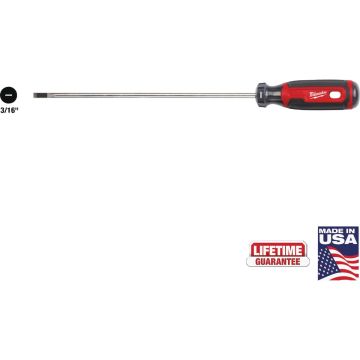 Milwaukee 3/16 In. x 8 In. Cushion Grip Cabinet Tip Slotted Screwdriver (USA)
