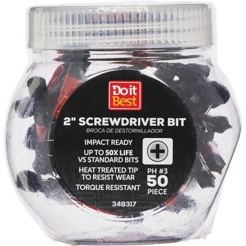 Do it Best 2 In. Phillips #3 Impact Ready Screwdriver Bit (50-Pack)