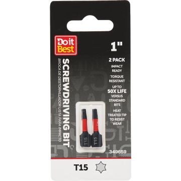 Do it Best 1 In. T15 Torx Impact Ready Screwdriver Bit (2-Pack)