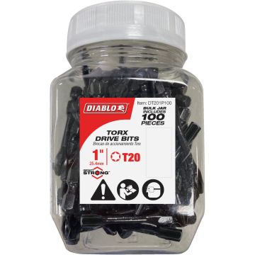Diablo T20 TORX 1 In. Insert Impact Screwdriver Bit (100-Pack)