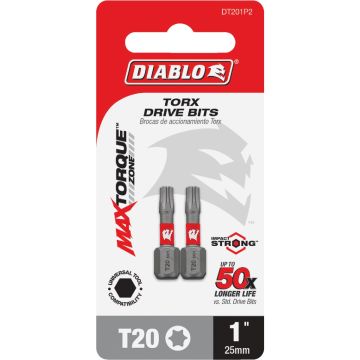 Diablo T20 TORX 1 In. Insert Impact Screwdriver Bit (2-Pack)