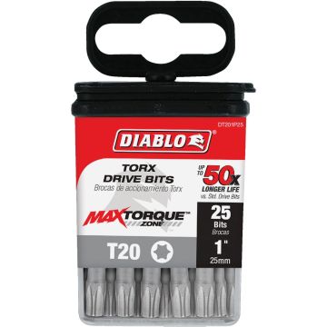 Diablo T20 TORX 1 In. Insert Impact Screwdriver Bit (25-Pack)