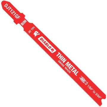 Diablo T-Shank 3-5/8 In. x 30 TPI Bi-Metal Jig Saw Blade for Thin Metal (5-Pack)