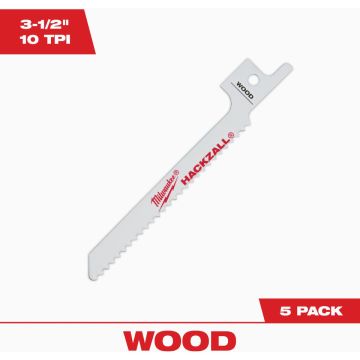 Milwaukee HACKZALL 3-1/2 In. 8 TPI Nail-Embedded Wood Reciprocating Saw Blade (5-Pack)