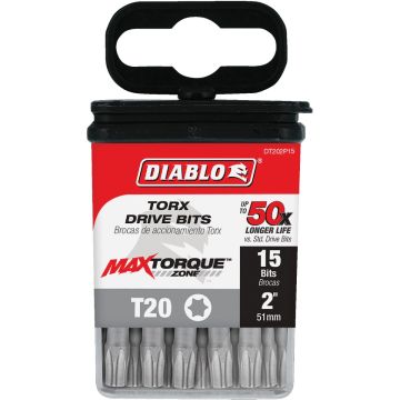 Diablo T20 TORX 2 In. Power Impact Screwdriver Bit (15-Pack)