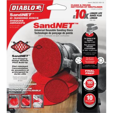 Diablo SandNet 6 In. 180 Grit Sanding Disc with Connection Pad (10-Pack)