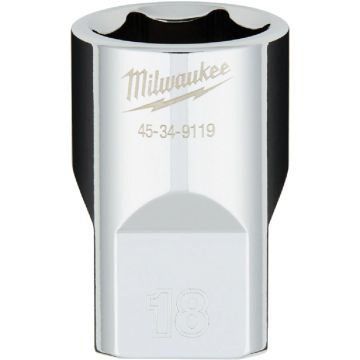 Milwaukee 1/2 In. Drive 18 mm 6-Point Shallow Metric Socket with FOUR FLAT Sides