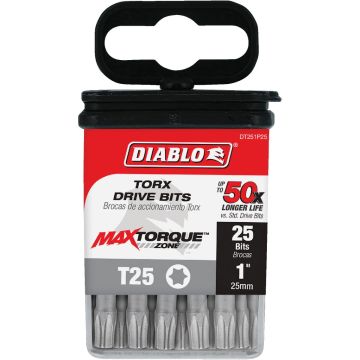 Diablo T25 TORX 1 In. Insert Impact Screwdriver Bit (25-Pack)