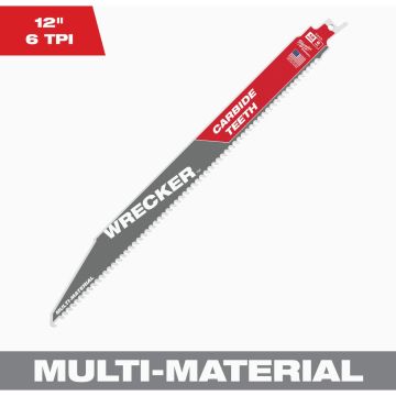 Milwaukee SAWZALL WRECKER 12 In. 6 TPI Carbide Multi-Material Reciprocating Saw Blade