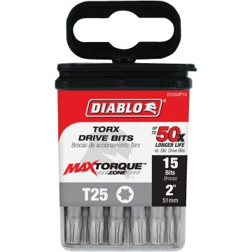 Diablo T25 TORX 2 In. Power Impact Screwdriver Bit (15-Pack)