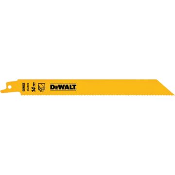 DEWALT 8 In. 14 TPI Bi-Metal Metal Reciprocating Saw Blade (5-Pack)
